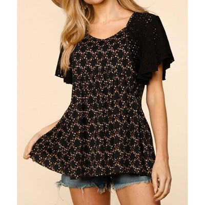Women's Flutter Merrow Babydoll Blouse - Sugarfox