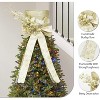 Christmas Tree Topper Bow, 9.84" Glitter Tree Decoration with Spruce Branch, Holiday Bow Ornament for Christmas Tree or Snowman - 4 of 4