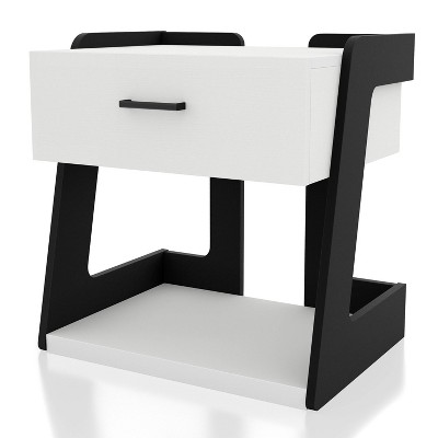 Castleridge Modern 1 Drawer End Table White/Black - miBasics: Sleek Design with Storage Shelf