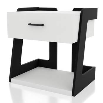 Castleridge Modern 1 Drawer End Table White/Black - miBasics
