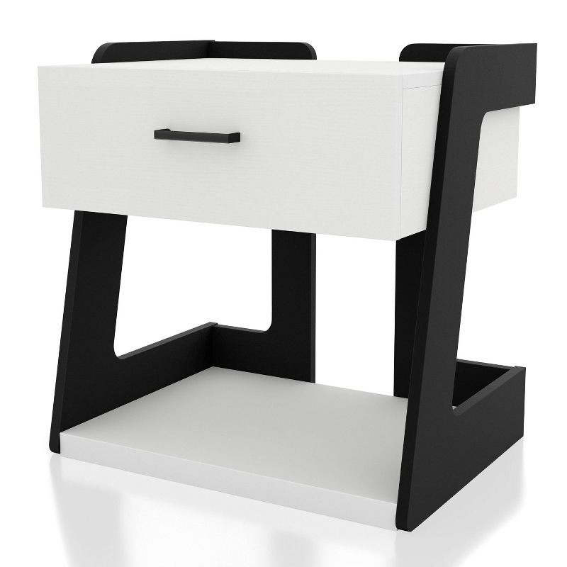 Castleridge Modern 1 Drawer End Table White/Black - miBasics, 1 of 14