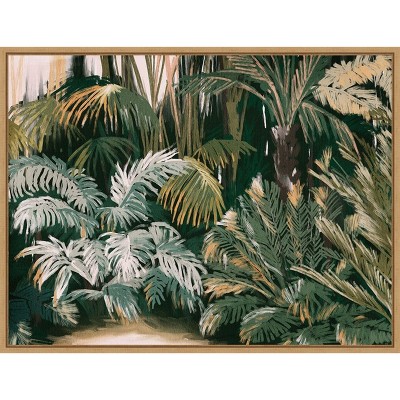Sylvie Maple Framed Green Jungle Canvas Wall Art Print 24 x 18-in