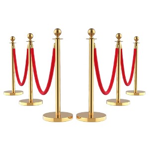 Stanchions and Velvet Ropes, 8Pcs Gold Stanchions with Retractable Belts, Hollow Base Posts or Wedding, Parties, Exhibition - 1 of 4