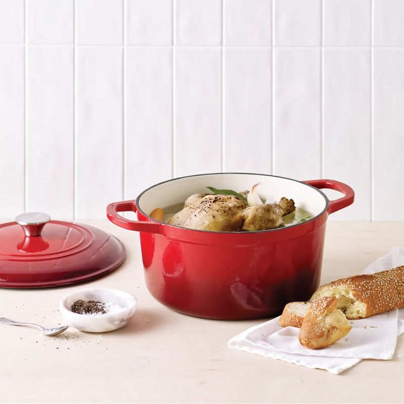 Gibson Our Table 6 Quart Enameled Cast Iron Dutch Oven With Lid In Red, 5 of 6