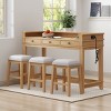 4-Piece Dining Set Rectangle With 3 Upholstered Stools, Dining Set Contemporary, Multifunctional Dining Table With 3 Drawers-Cuddlewood - 2 of 4