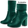 Allegra K Women's Round Toe Block Heels Foldable Mid Calf Sock Boots - 2 of 4