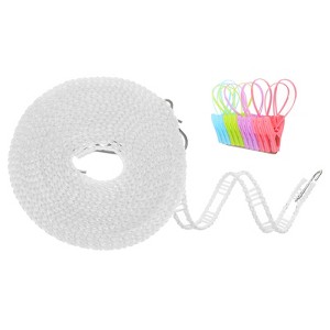 Unique Bargains Plastic Portable Windproof Non-Slip Clothes Drying Rope with Clips 1 Pc - 1 of 4