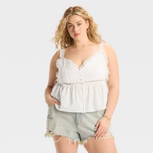 Women's Lace Trim Babydoll Flyaway Tank Top - Wild Fable™ - 1 of 3
