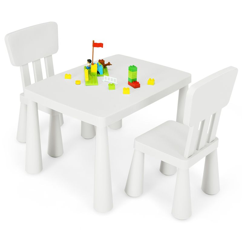 Tangkula Kids Table and 2 Chairs Set Children Play Activity Table Furniture Set Blue/Pink/White/Green, 2 of 9