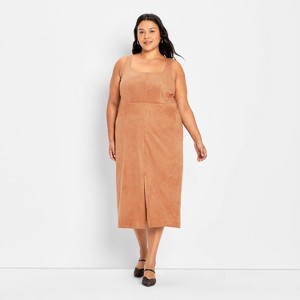 Women's 90's Suede Midi A-Line Dress - Future Collective Brown - 1 of 3