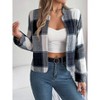 Coolmee Women Flannels Cropped Shacket Jacket Fashion Plaid Open Front Blazer Fall Coat Tops - 4 of 4