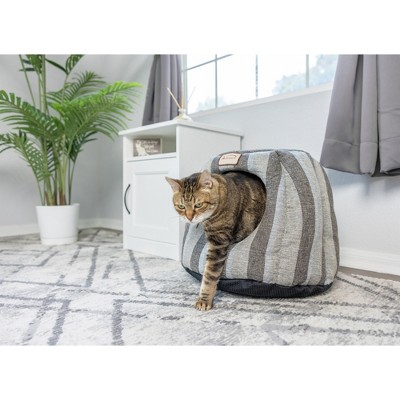 Small Gray and Silver Plush Cat Cave Bed