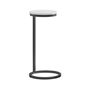 TiramisuBest Round Metal Accent Table with White  Marble Top,Antique Bronze - 1 of 4