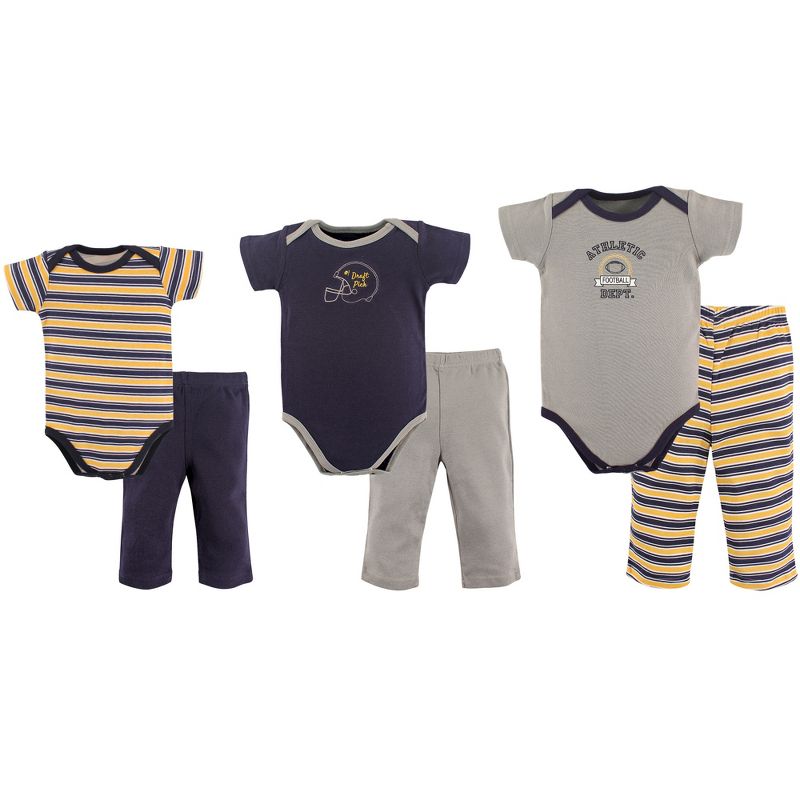 Hudson Baby Infant Boy Layette Boxed Giftset, Yellow Football, 0-9 Months, 1 of 4