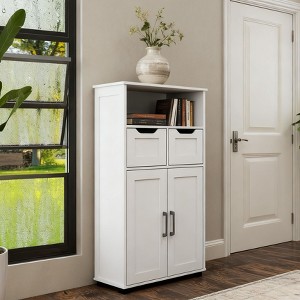 Homy Casa Storage Cabinet with Drawers and Doors for Living Room, Entryway or Bedroom, White - 1 of 4