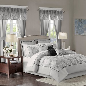 24 Pcs Essentials RIAB Faux Silk Bedding Set, Luxury Lavish Tufted Detailed Comforter for All Season, Solid Royal Style Traditional Prime Cozy Bed Set - 1 of 4