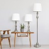 3pk Lamp Set: Brushed Steel Finish, Cotton Shades, UL Listed - Elegant Designs - 3 of 4