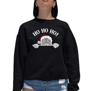 LA Pop Art Peeking Santa - Women's Word Art Crewneck Sweatshirt - 1 of 4