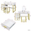 Makeup Vanity Set,Vertical Dressers With Flip-Top Mirror And Stool,Dresser Table With Nightstand And Drawers,Dresser For Bedroom-Cuddlewood - 4 of 4