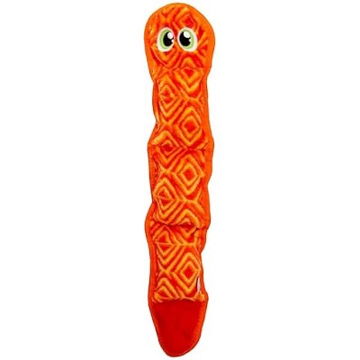 Outward Hound Durablez Stuffing-Free Squeaky Interactive Dog Toy, Tough Plush, Snake, Pink, Large
