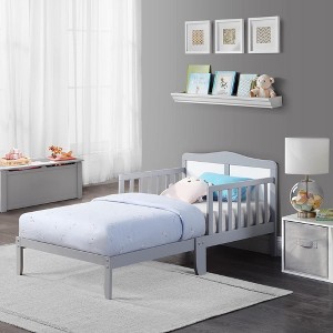 PAGED Toddler Bed Wooden Baby Bed Frame with 4 Side Guardrails and Slatted Deisgn for Bedroom - 1 of 4