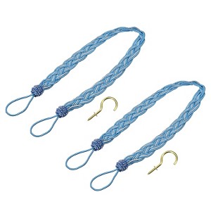 Unique Bargains Braided Drapery Holdback Holder Decorative Rope Tie Back with Metal Hooks - 1 of 4