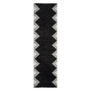 World Rug Gallery Geometric Shag Rug – Soft & Stylish – Anthracite Dark Gray – Medium Pile, Easy to Clean - 1 of 4