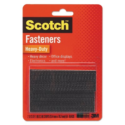 Scotch Hook and Loop Fastener Tape 1" x 3" two sets Black RFD7091
