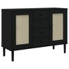 vidaXL Sideboard SENJA Rattan Look Black 44.1 in.x15.7 in.x31.5 in. Solid Wood Pine - image 2 of 4