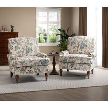 Set of 2 Dani comfy Livingroom Armchair with Solid Wood Legs  | KARAT HOME