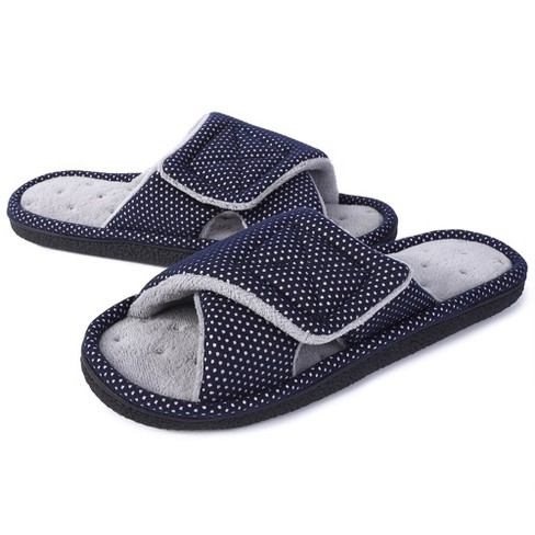 Men's Fuzzy Slippers,adjustable Arch Support Plush Open Toe Cross