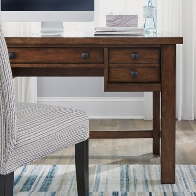 Tahoe Aged Maple Executive Desk with Keyboard Tray and Drawers