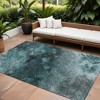 Teal Blue Aqua And Gray Abstract Washable Indoor Outdoor Area Rug - 2 of 4