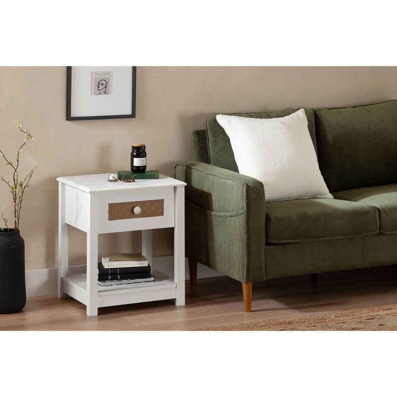 Balka End Table White/Faux Printed Rattan - South Shore, 3 of 11