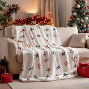 Lomsoe Christmas Flannel Blanket Throw, People Play in The Snow Soft Cozy Blankets for Couch Sofa Bed Lounging, Ideal Gifts for Kids Adults - 1 of 4
