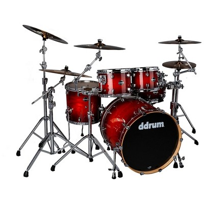 ddrum Dominion Birch 5-piece Shell Pack with Ash Veneer Red Burst