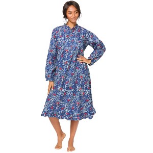 Only Necessities Cotton Flannel Print Short Gown - 1 of 4