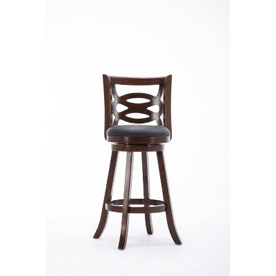 Cappuccino Leatherette 360 Swivel Wood Barstool