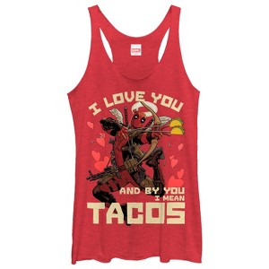 Women's Marvel Deadpool Taco Cupid Racerback Tank Top - 1 of 3