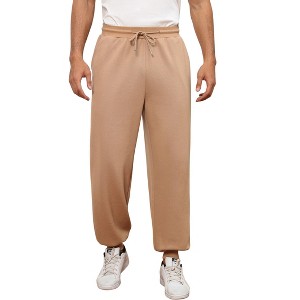Men's loose-fitting ankle-length sports pants, with a belt and rear pocket, suitable for daily casual wear - 1 of 4