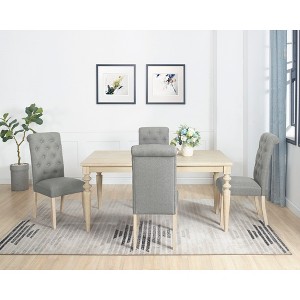 5-Piece Dining Set with Turned-Leg Table and 4 Tufted Chairs - 1 of 4