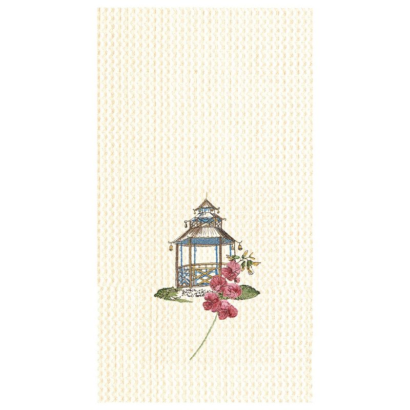C&F Home Colonial Williamsburg Garden Folly Pagoda Waffle Weave Cotton Kitchen Towel, 1 of 3
