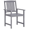 Garden Chair Set of 4 Grey Solid Acacia wood Standard Durable vidaXL - 2 of 4