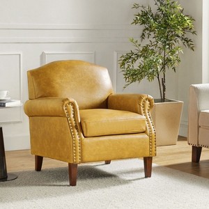 Gianluigi Transitional Vegan Leather Armchair with Nailhead Trim for Bedroom and Living Room| ART OF LIVING DESIGNS - 1 of 4
