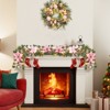 6 Ft Pre-Lit Christmas Garland, Xmas Garland with Flowers, Ball Ornaments Berry for Mantle Table Centerpiece Indoor Outdoor Home Decor - 2 of 4