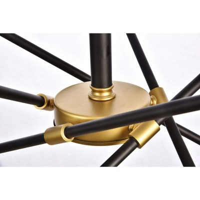 Axel 10-Light Black and Brass Adjustable Chandelier