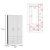 71" High Armoire Wardrove Closet with 2 Drawers, Four Doors , Three Cabinet , Six Shelves and Hanging Rod, Bedroom Clothes Storage Cabinet Organizer - 3 of 4