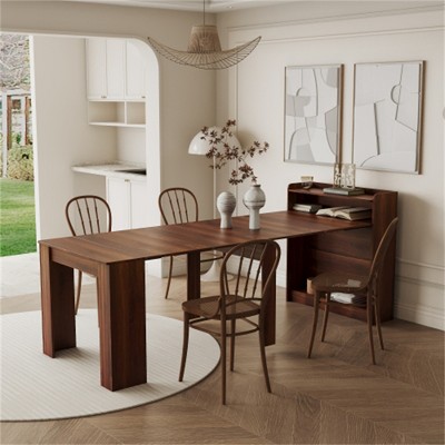 SKRAN Modern Extendable Dining Table with Storage - MDF Material, Suitable for Kitchen, Living Room, Dining Room, Small Apartment, Restaurant