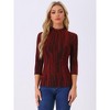 INSPIRE CHIC Women's Party Glitter 3/4 Sleeve Stand Up Neck Shiny Striped Metallic Blouse - 3 of 4