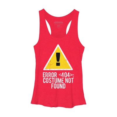 Women's Design By Humans Halloween Error 404 Costume Not Found Apparel By COVI Racerback Tank Top